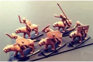 Barbarian Cavalry with Swords & Shields on Sabre Tooths (16 figures)