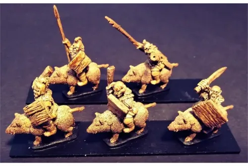 Orcian Boar Cavalry with Swords & Shields (16 figures)