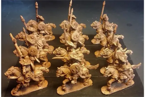 Stygian Cavalry with Spears, Bows and Shields Unarmored Horse (16 figures)