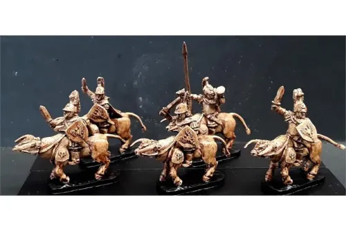 Legian Cavalry with Swords & Shields on Lightly Armored Bulls (16 figures)